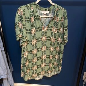 Green Floral Blouse